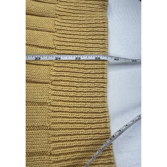 Womens Butter Yellow Chunky Cable Knit Sweater L Fisherman Rustic Preppy Coastal - Picture 7 of 7